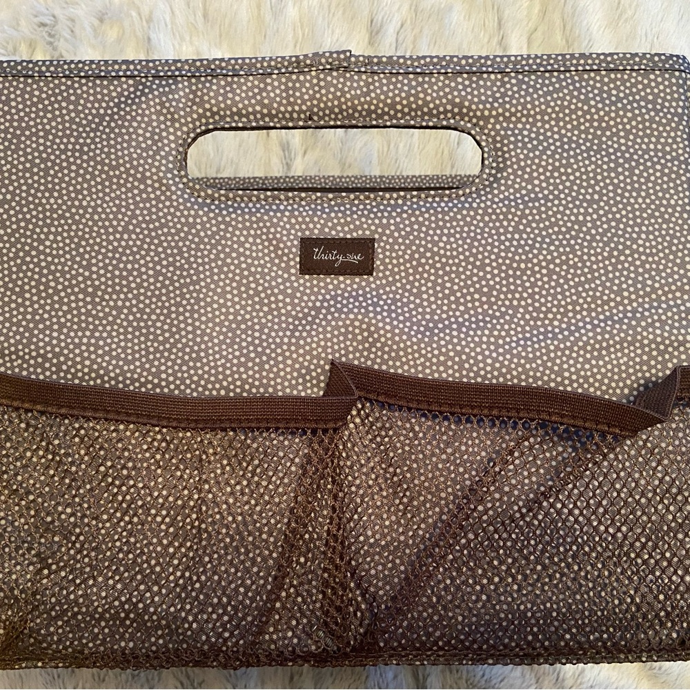 Thirty-One Brown and Cream Stationery Organizer